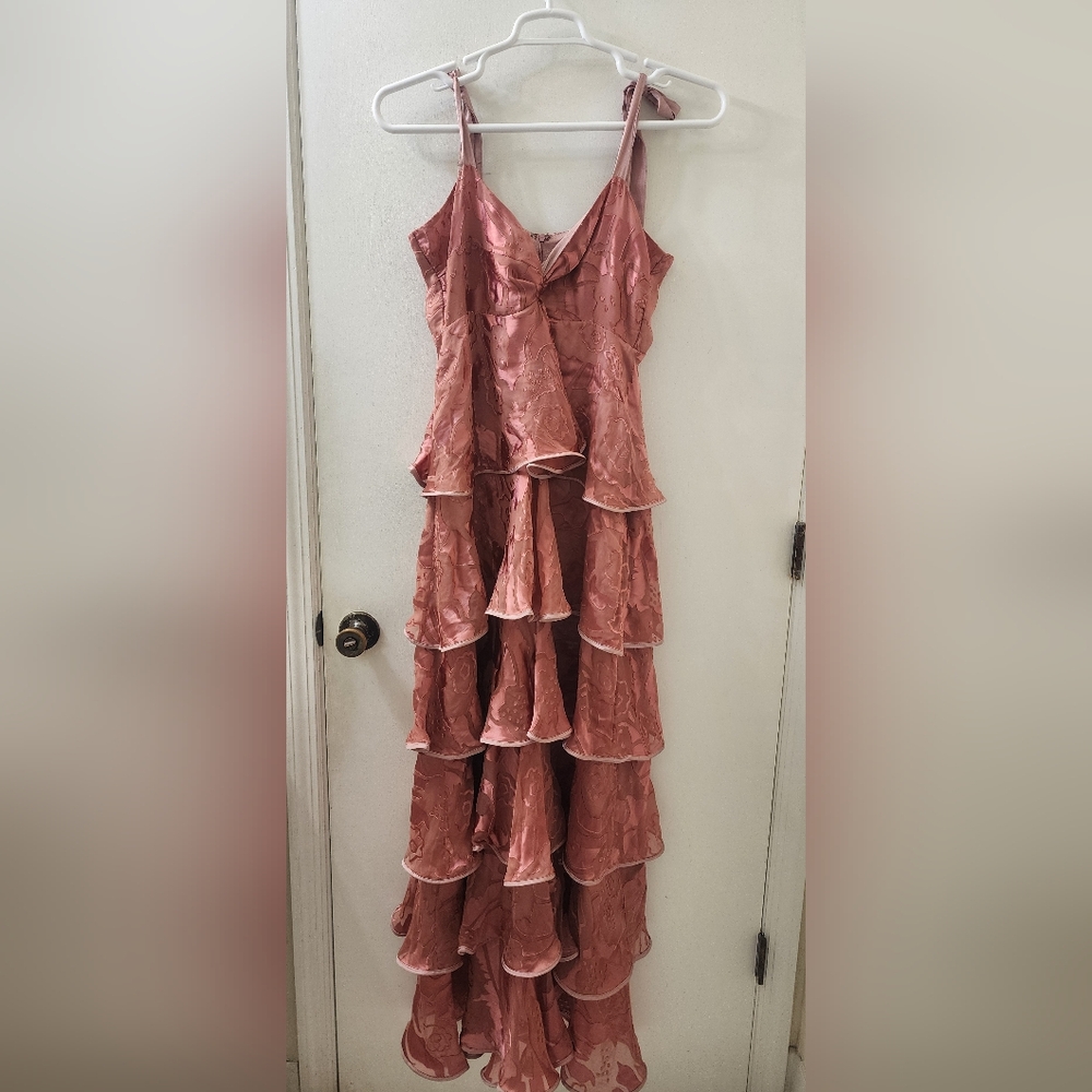 Azulu Elegant Pink‎ Layered Women's Dress, Size Extra Large, Satin/Viscose.